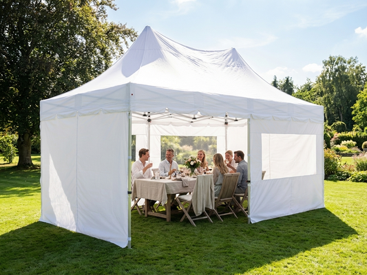 Pop-up gazebo 3x6m in white with aluminium frame for outdoor events