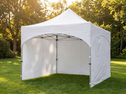 White pop-up gazebo with steel frame for outdoor events