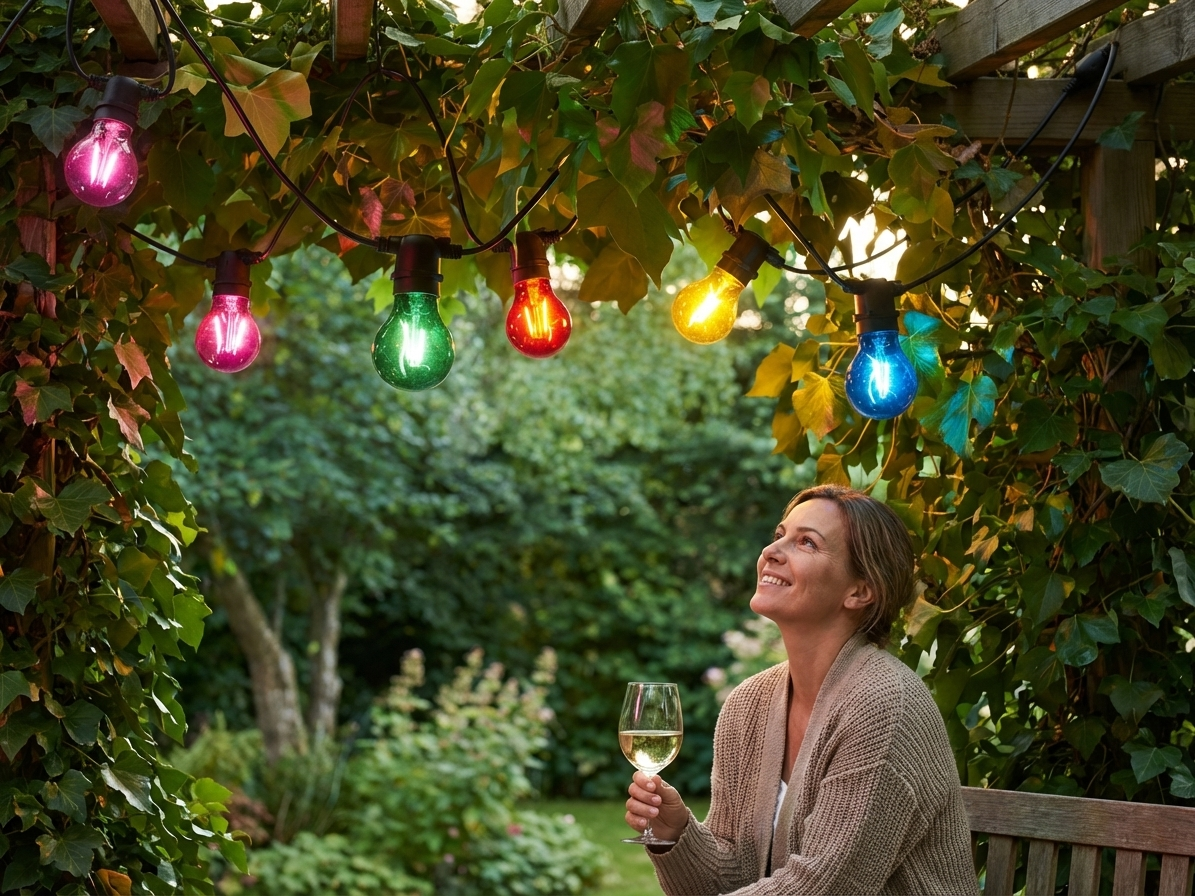 Multicoloured LED fairy lights, 4.5 metres in length, glass material - product detail