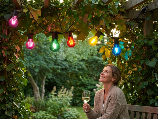Multicoloured LED fairy lights, 4.5 metres in length, glass material - product detail