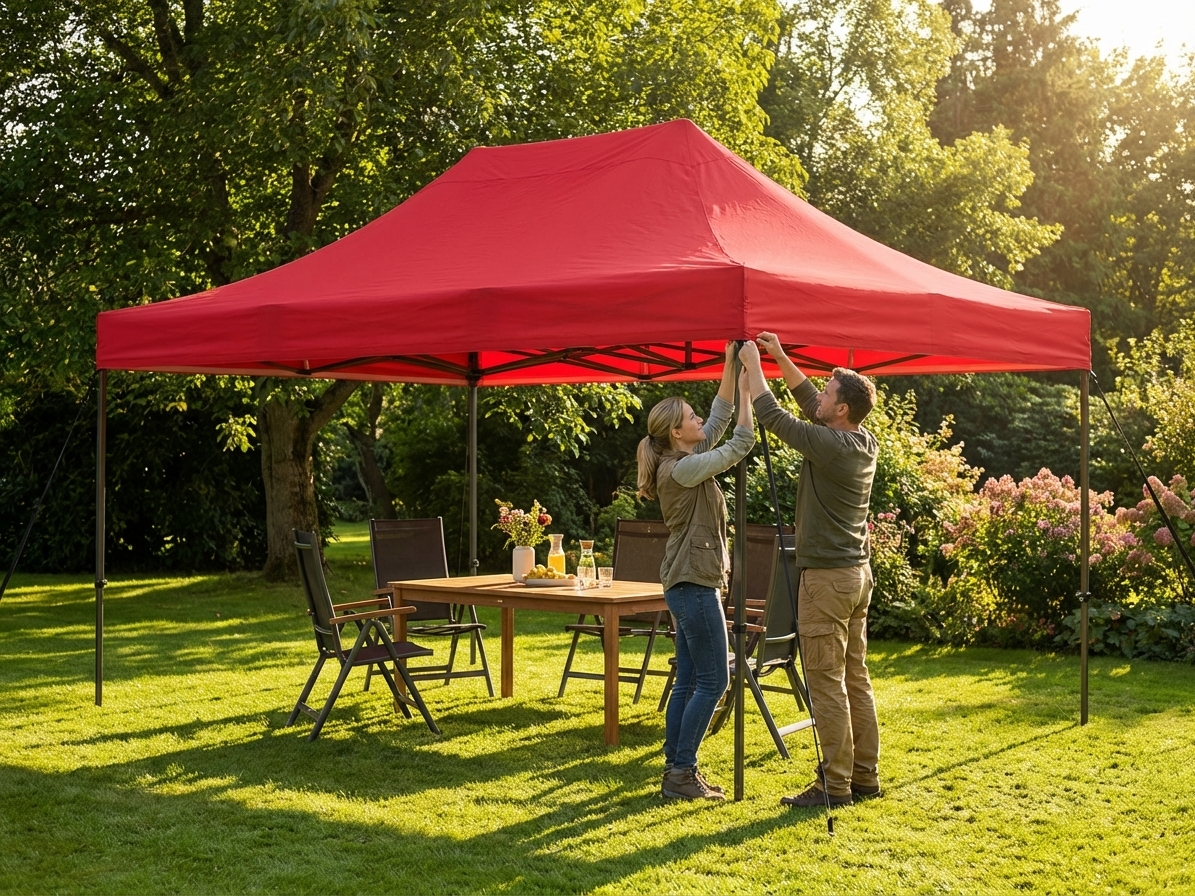 Red gazebo roof cover in 3x6m size for outdoor events - product detail