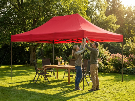 Red gazebo roof cover in 3x6m size for outdoor events - product detail