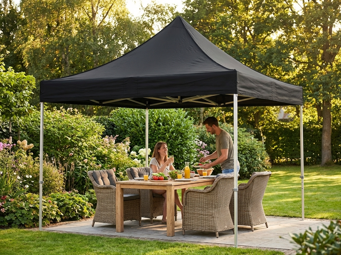 Black pop-up gazebo with aluminium frame for outdoor events - product detail