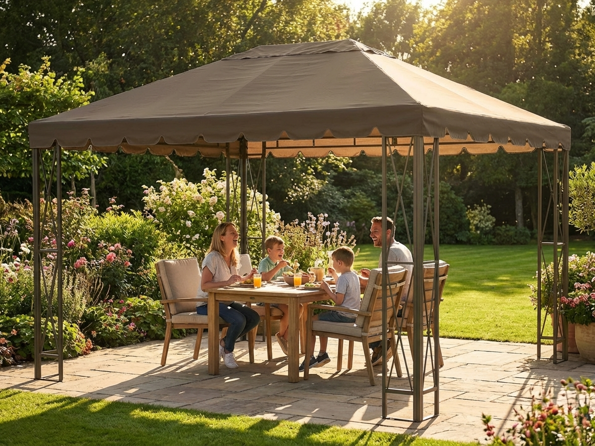 Dark beige gazebo roof cover 3x4m for outdoor use - view 3