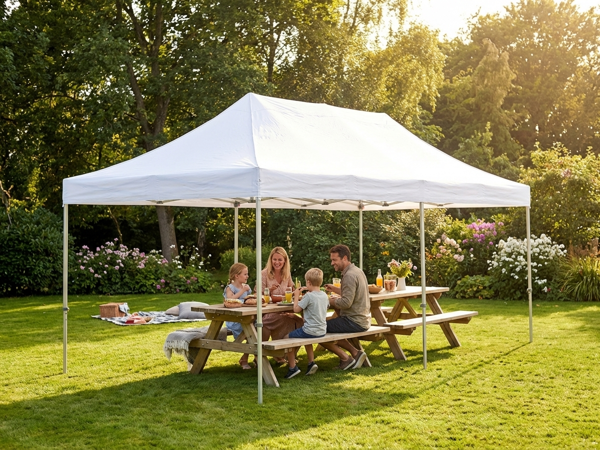White pop up gazebo with steel frame for outdoor events - product detail