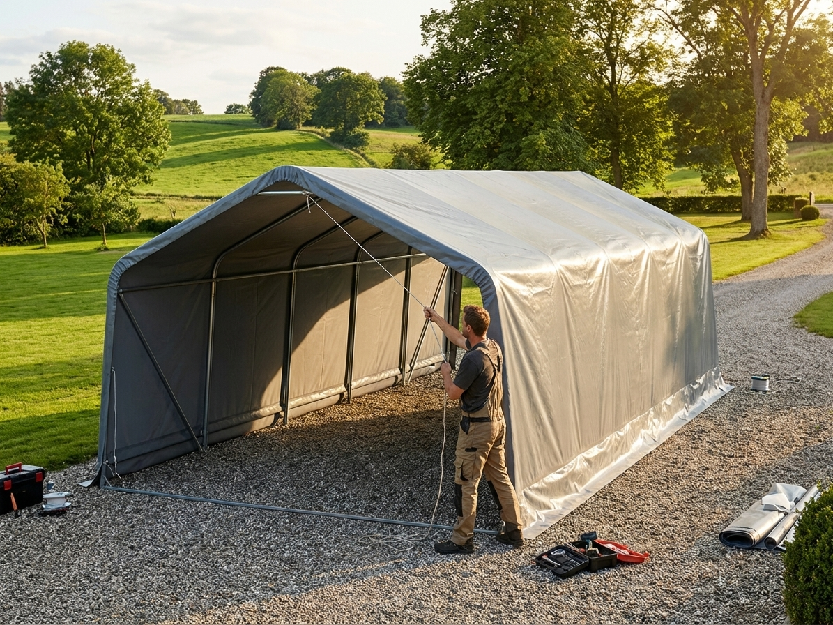 Grey PVC Roof Cover for Storage Shelter - view 3
