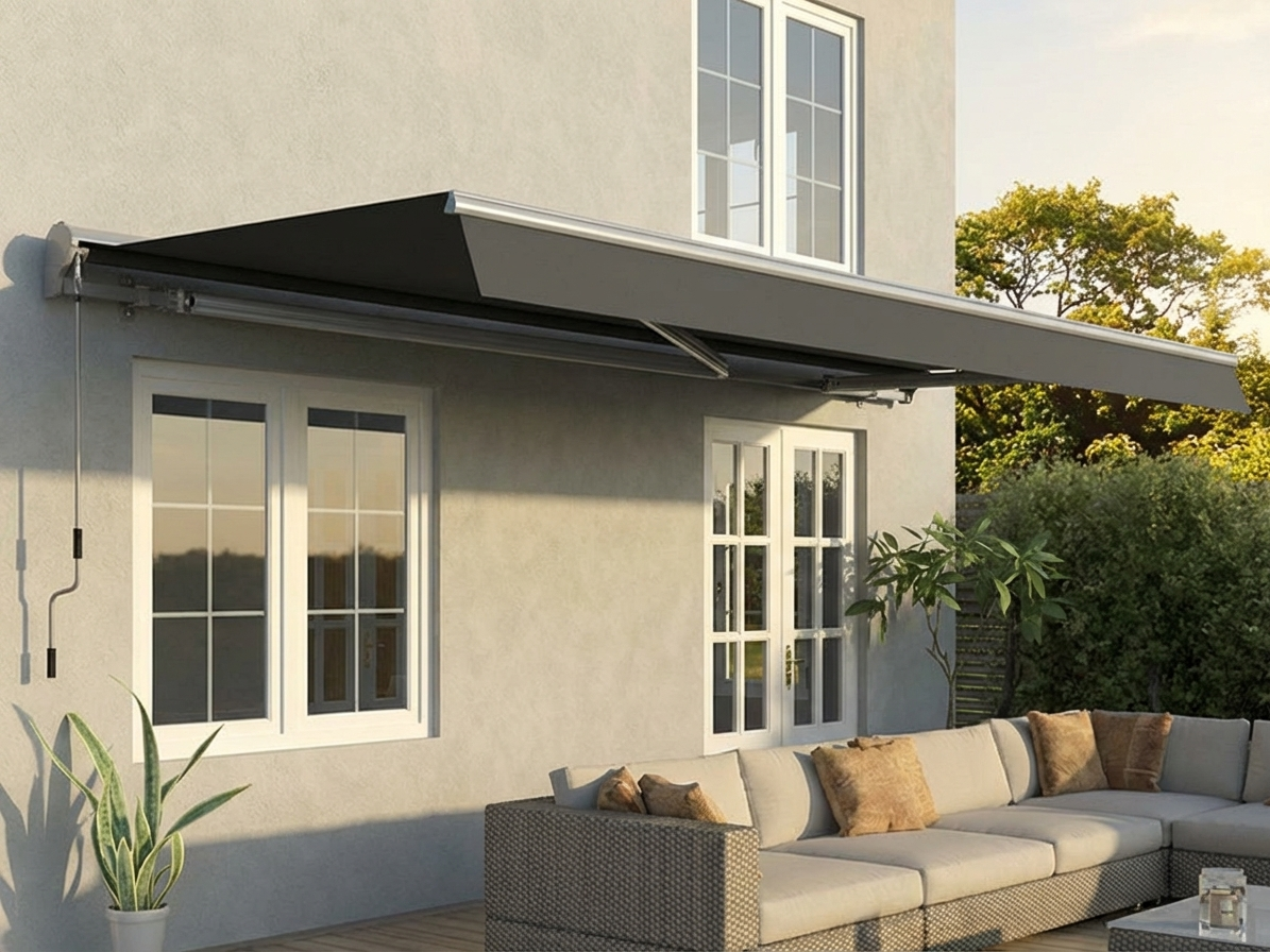 Grey awning with aluminium frame for outdoor use - product detail