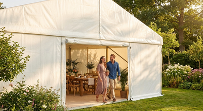 White endwall with wide door, 5m PVC polyester outdoor use - view 3