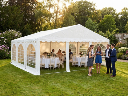 White PVC marquee 6x6m with galvanised steel frame