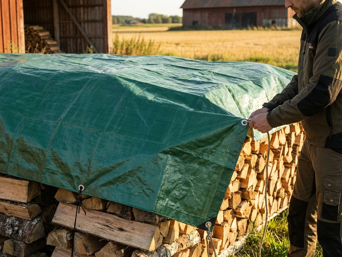 Green tarpaulin 10x15m for outdoor cover