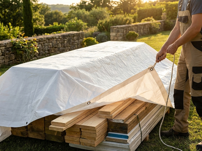 White polyethylene tarpaulin 6x10 m for outdoor protection - view 3