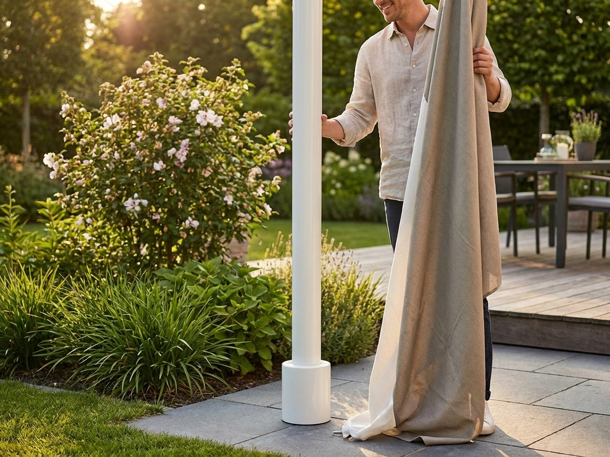 Steel flagpole Ø28mm silver for outdoor display - view 3