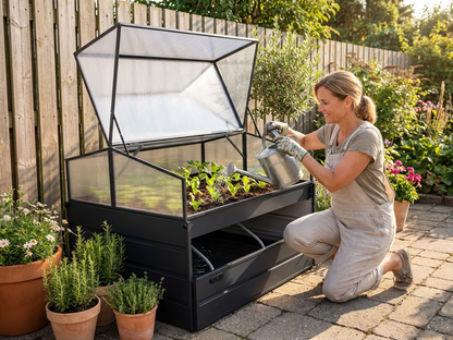 Polycarbonate mini greenhouse in anthracite with aluminium frame