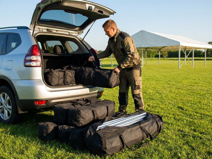 Black marquee carry bag with waterproof design