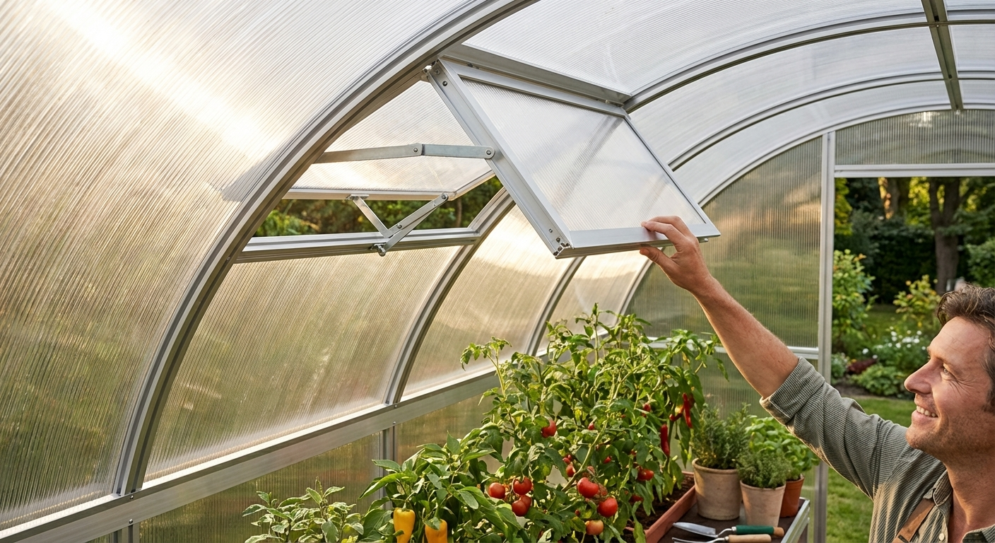 Silver ventilation window for greenhouse 100x60cm - product detail