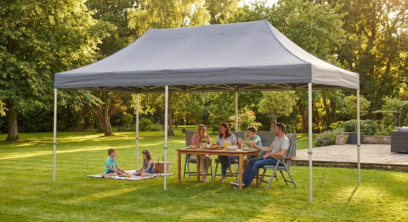 Grey pop up gazebo 4x6m with aluminium frame for outdoor events - view 3