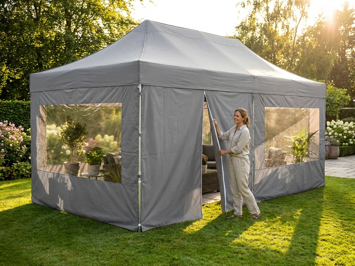 Grey sidewall kit for 4x8 m gazebo - view 3