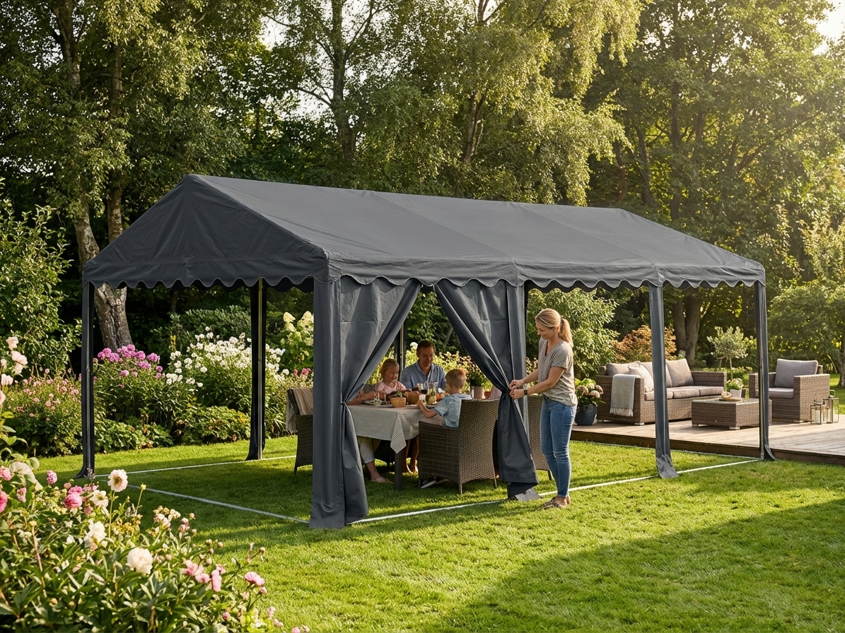 Marquee roof cover in dark grey, 4x8m, PVC/polyester material