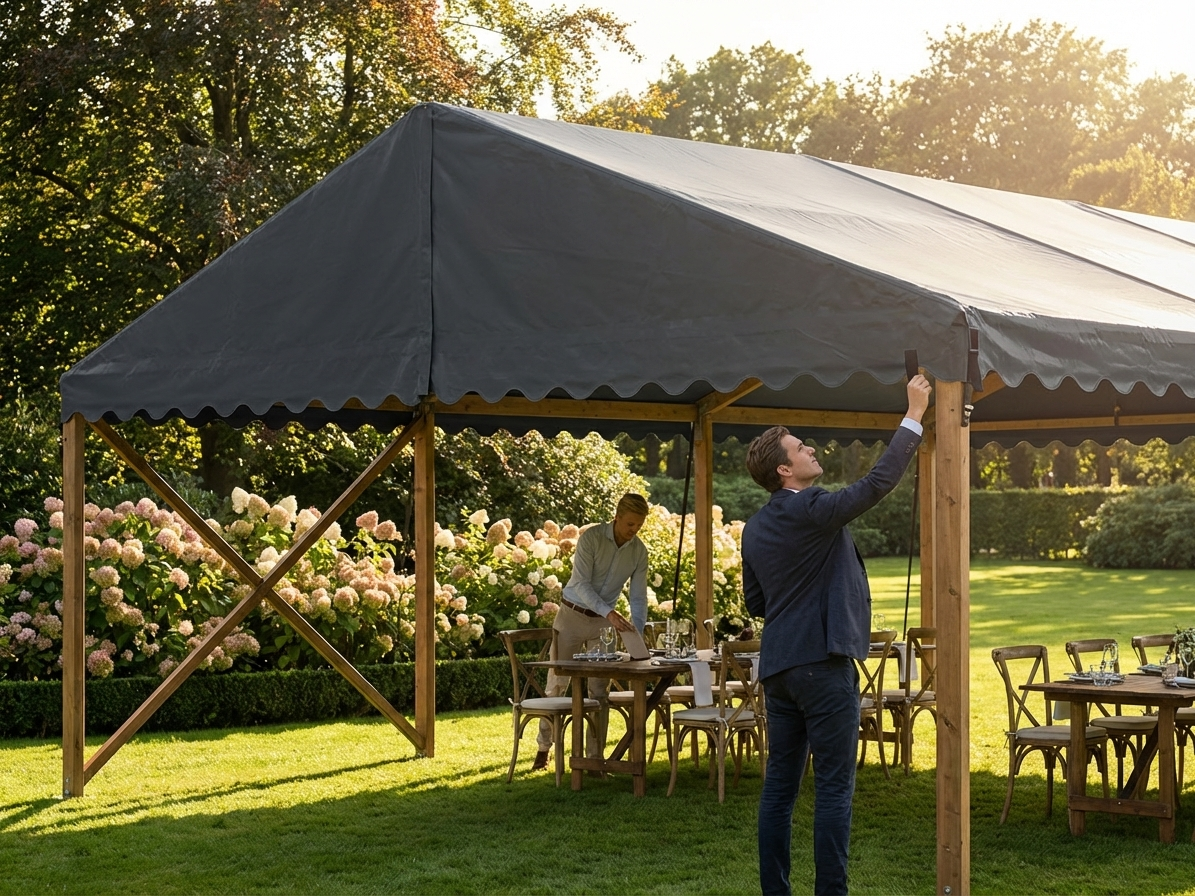 Dark Grey Marquee Roof Cover 6x12m in PVC/Polyester - product detail