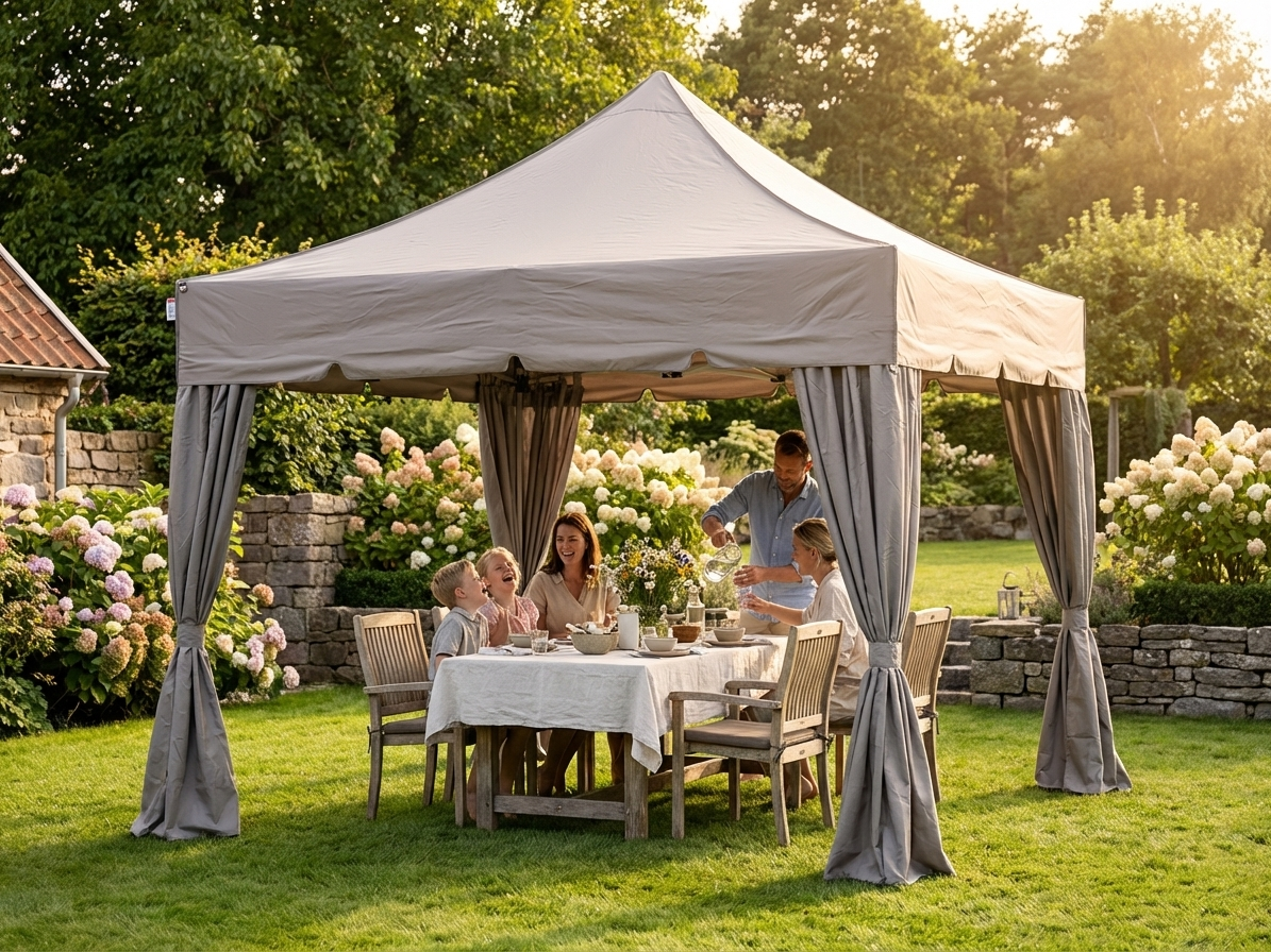 Pop up gazebo 4x4 m Latte with aluminium frame for outdoor use
