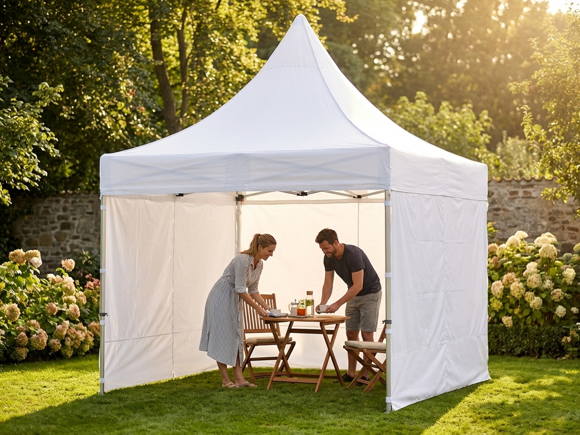 White pop-up gazebo with aluminium frame, 3x3 m size