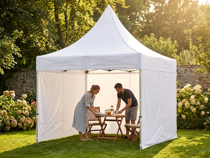 White pop-up gazebo with aluminium frame, 3x3 m size