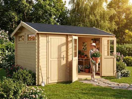 Wooden Garden Shed in Natural Colour made from Nordic Spruce - product detail