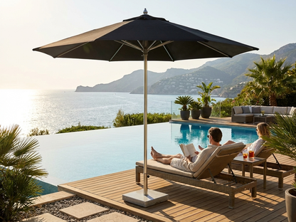 Black garden parasol with aluminium frame and UV-resistance - view 3