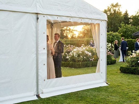 White PVC sidewall with panorama window for marquee - product detail