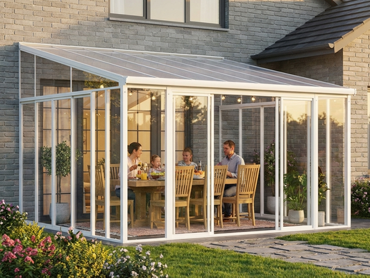 White Aluminium Conservatory 4x4.25 m with UV-resistant panels - product detail