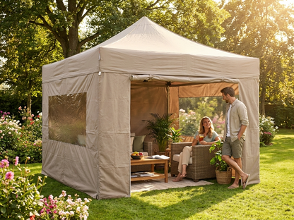 Pop up gazebo in latte colour with aluminium frame for outdoor events - view 3