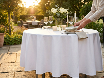 White polyester tablecloth for domestic and commercial use