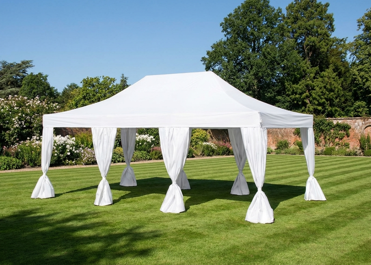Pop up gazebo 4x6m white with steel frame for outdoor events