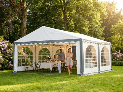 PVC Marquee 5x6 m Grey/White for Outdoor Events - view 3