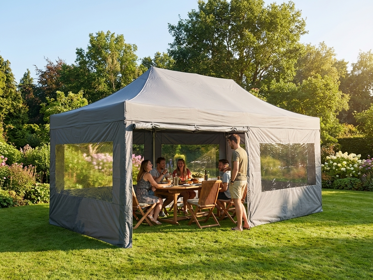 Pop Up Gazebo 4x6 m Grey with Aluminium Frame - product detail