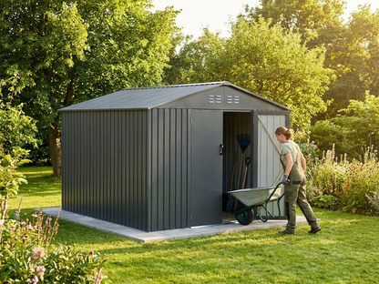 Anthracite garden shed made of zinc-coated steel - product detail