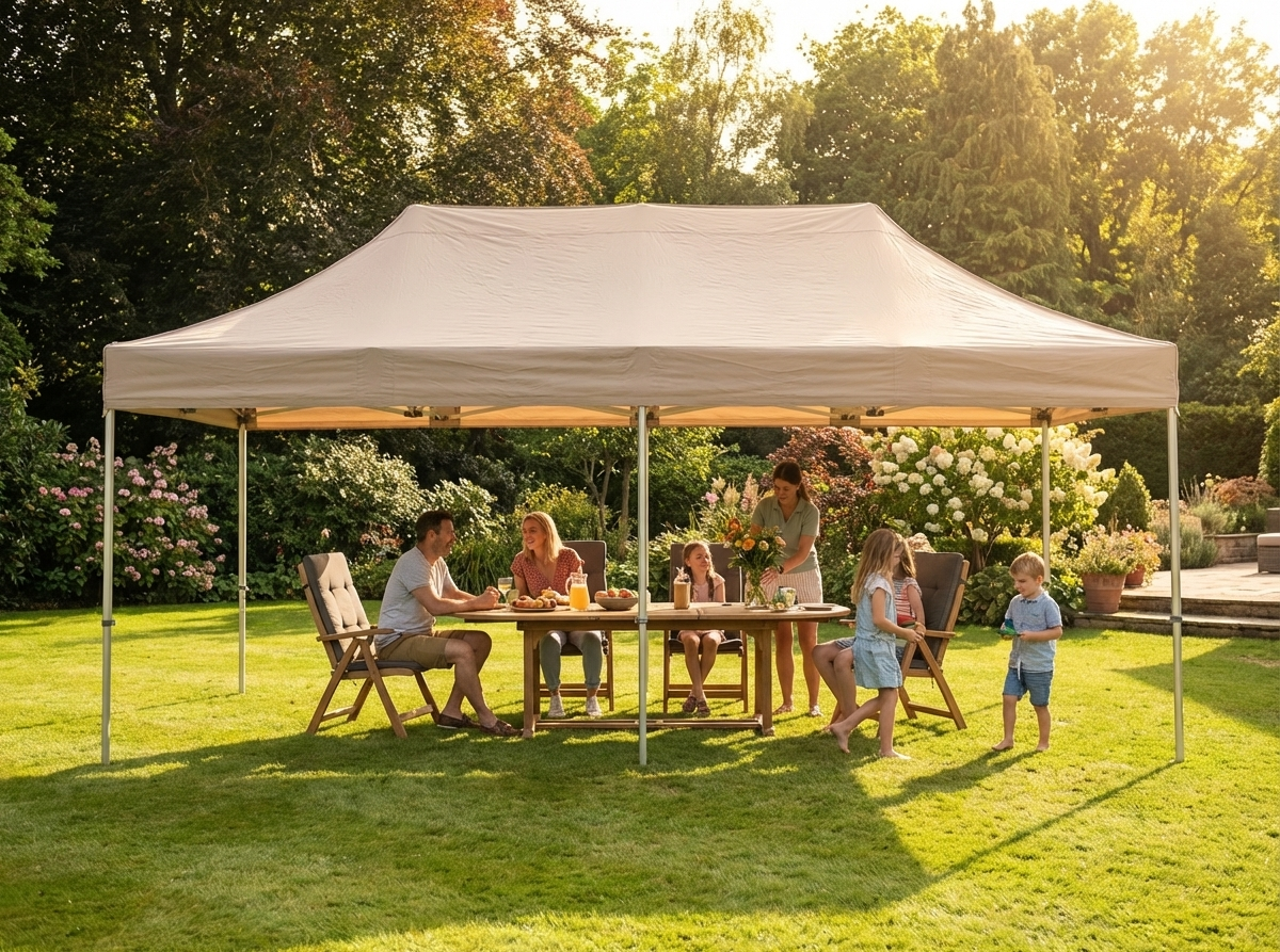 Pop-Up Gazebo in Latte with Aluminium Frame for Outdoor Use - view 3