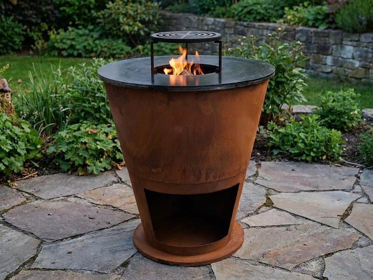 Corten Steel Fire Bowl with rust finish for outdoor use - product detail