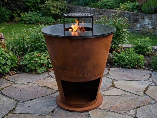 Corten Steel Fire Bowl with rust finish for outdoor use - product detail