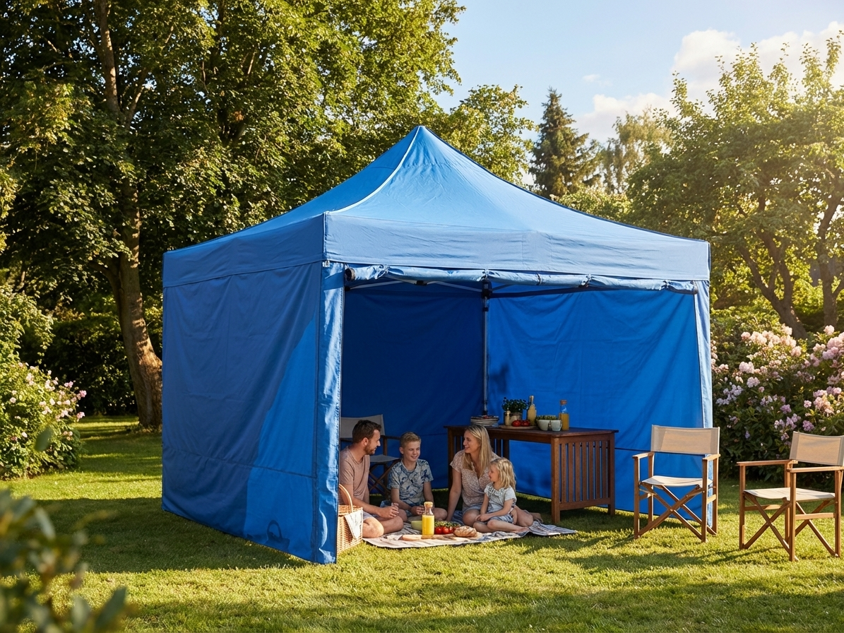 Blue pop-up gazebo 4x4 m with aluminium frame for outdoor events