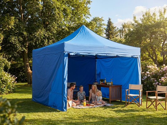 Blue pop-up gazebo 4x4 m with aluminium frame for outdoor events