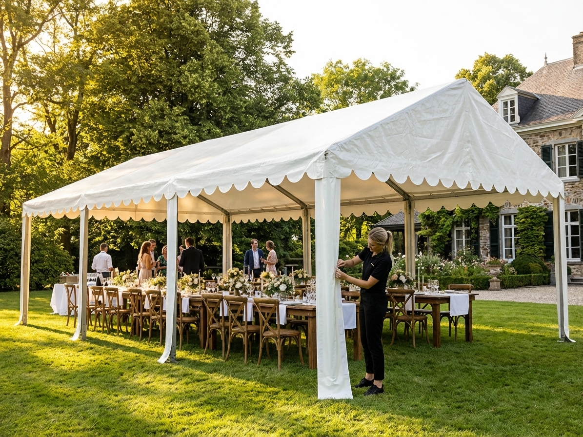 White PVC marquee roof cover 4x8 meters, waterproof and UV resistant - view 3