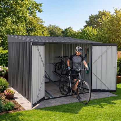 Anthracite Metal Bike Shed for Outdoor Storage
