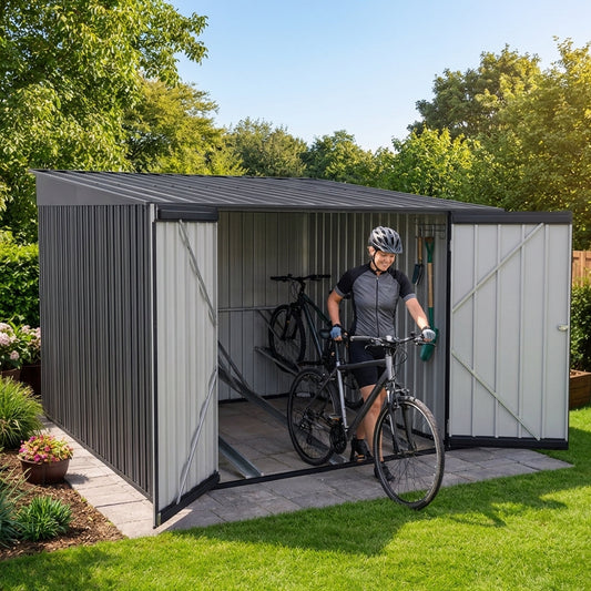 Anthracite Metal Bike Shed for Outdoor Storage