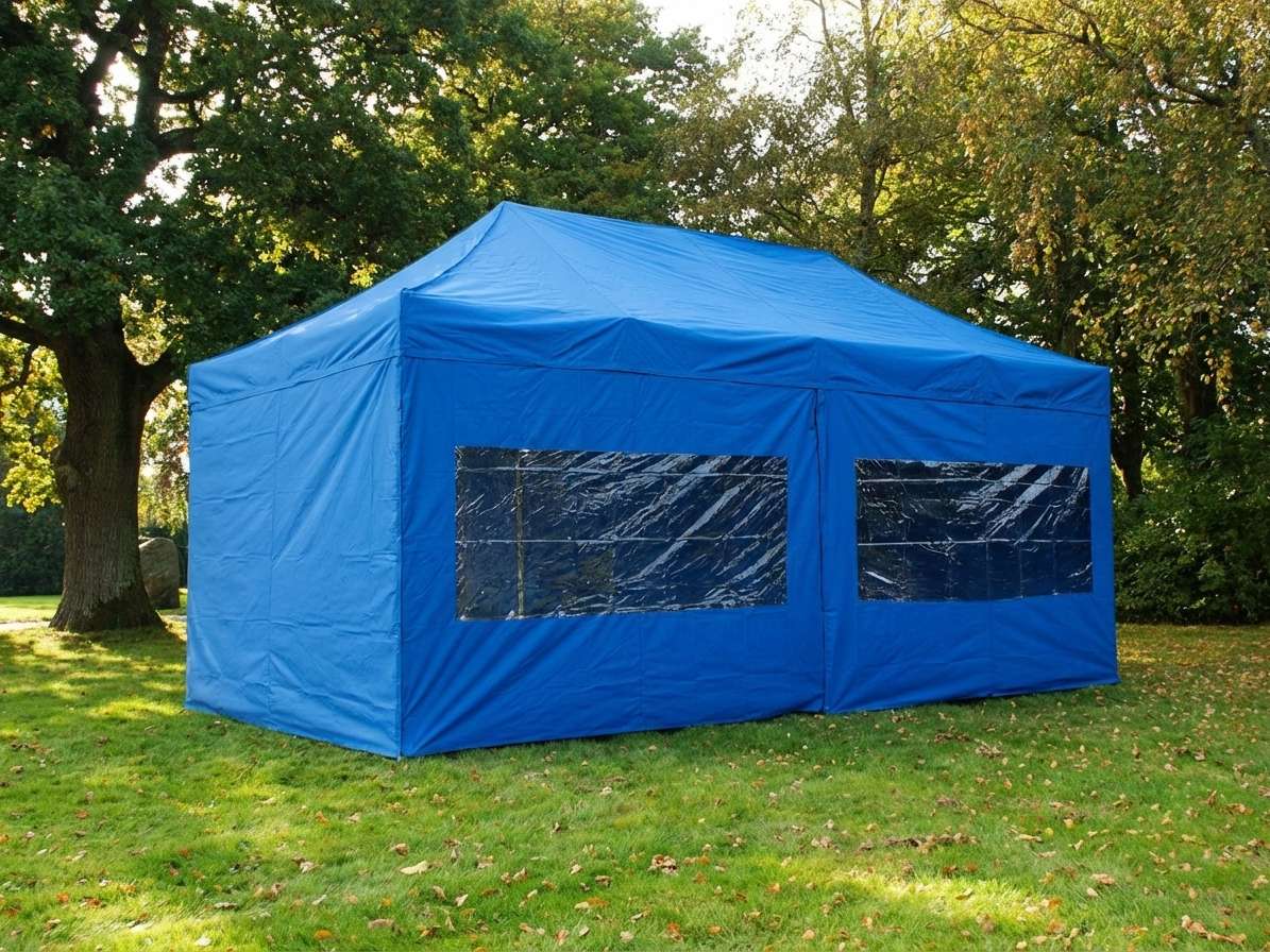 Blue pop-up gazebo with steel frame for outdoor events