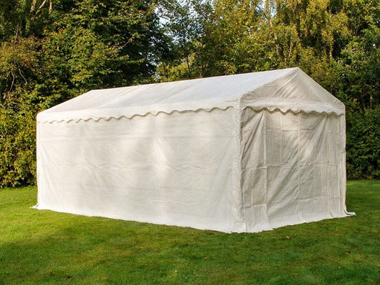 White storage tent 4x6 m made of PE and steel for outdoor use