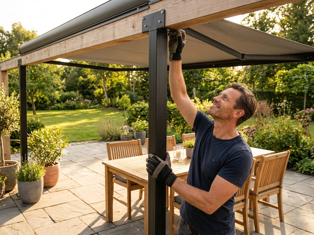 Adjustable aluminium corner leg in silver for indoor and outdoor use - product detail
