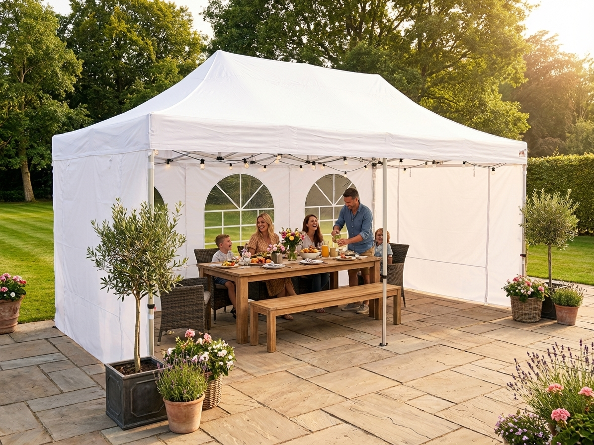 White Gazebo 4x6m with Steel Frame for Outdoor Events