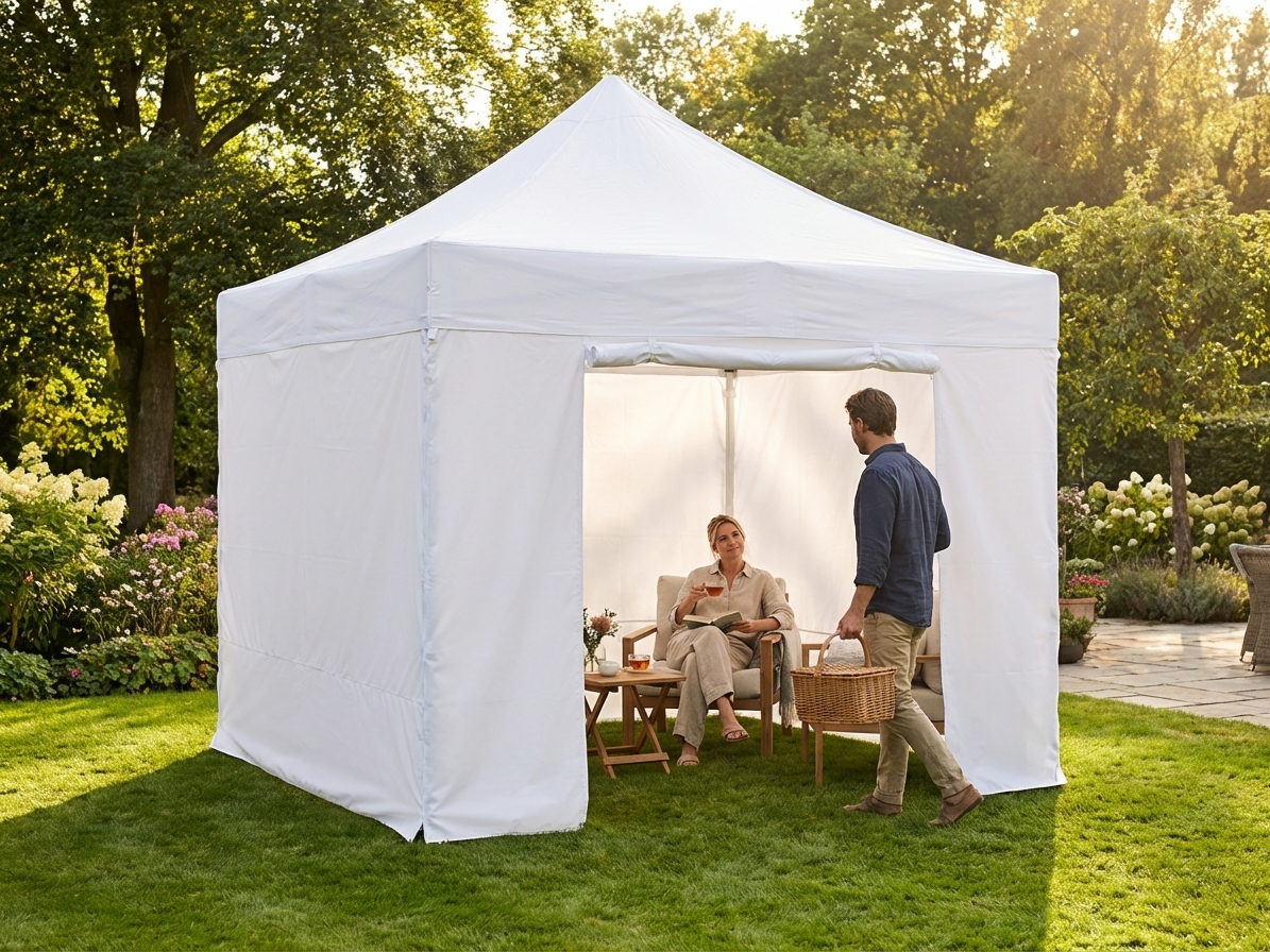 White pop-up gazebo with aluminium frame for outdoor events - view 3