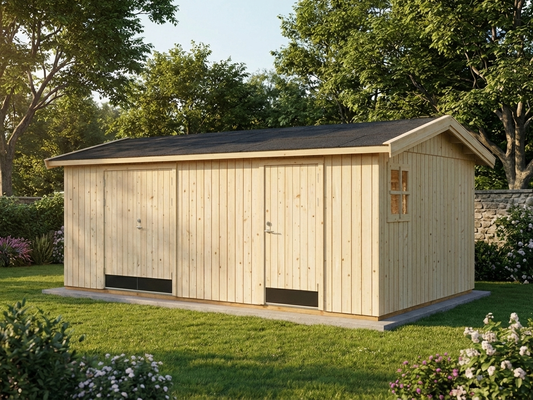 Wooden shed made from Nordic Spruce, natural colour